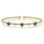 Gabriel & Co. 14K White-Yellow Gold Bujukan Sapphire and Diamond Halo Bangle BG4438-62M45SA