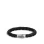 John Hardy Men's Bamboo Silver and Leather 8MM Station Bracelet