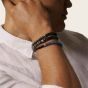 John Hardy Classic Chain Sterling Silver & Black Woven Leather with Opal & Silver Calcite Triple Wrap Bracelet BMS90461BLOPKN