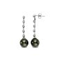 Side Black Tahitian Pearl and Diamond Earrings 9-9.5mm