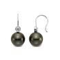 Classic Luster 18K White Gold Black Tahitian Pearl and Diamond Earrings 10-10.5mm