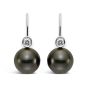 Classic Luster 18K White Gold Black Tahitian Pearl and Diamond Earrings 10-10.5mm