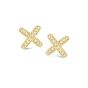 James Free 14K Yellow Gold Diamond "X" Earrings 