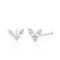 EF Collection 14k White Gold Diamond Baguette Chevron Stud Earrings
