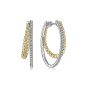 Gabriel & Co. 14K Yellow-White Gold 30mm Split Diamond Bujukan Classic Hoop Earrings EG13974M45JJ