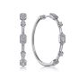Gabriel & Co. 14K White Gold 40mm Diamond Baguette and Round Station Classic Hoop Earrings EG14276W44JJ