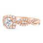 Side View Twist Halo Rose Gold Engagement Ring