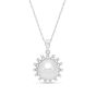 James Free Pave Diamond Vintage Floral Halo White Freshwater Pearl Pendant