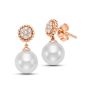 James Free 14K Rose Gold Pave Diamond Pearl Drop Earrings - FINAL SALE 