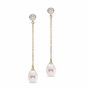James Free Pave Diamond Top Freshwater Pearl Dangle Earrings