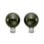 Black Tahitian Pearl and Diamond Stud Earrings 8-9mm