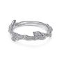 Gabriel & Co. 14K White Gold Brushed Finished Branch and Leaf Diamond Stackable Ring LR50247W45JJ