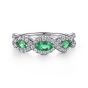 Gabriel & Co. 14K White Gold Twisted Diamond Rows and Emerald Marquise Stones Ring LR50257W45EA