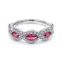 Gabriel & Co. 14K White Gold Twisted Diamond Rows and Ruby Marquise Stones Ring LR50257W45RA