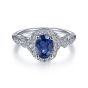 Gabriel & Co. 14K White Gold Oval Sapphire and Diamond Halo Ring LR50975W45SA