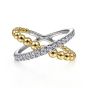 Gabriel & Co. 14K White-Yellow Gold Bujukan Diamond Criss Cross Ring LR51628M45JJ