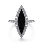 Gabriel & Co. 14K White Gold Diamond and Onyx Marquise Statement Ring LR52036W45OX