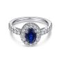 Gabriel & Co. 14K White Gold Oval Sapphire and Diamond Halo Ring LR6524W45SA