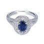 Gabriel & Co. 14K White Gold Oval Sapphire and Double Halo Diamond Ring LR6624W44SA