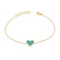 James Free 14K Yellow Gold Turquoise Heart Pendant Bracelet 