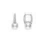 Mikimoto Akoya Pearl& Diamond White Gold Huggie Earrings
