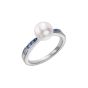 Mikimoto 18K White Gold Akoya & Blue Sapphire Cocktail Ring MRA10261ASXW