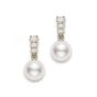 Mikimoto Morning Dew Akoya Pearl 8mm & Diamond Yellow Gold Earrings