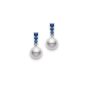 Mikimoto Morning Dew Akoya Pearl & Blue Sapphire White Gold Earrings 8mm PEA642SW