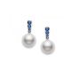 Mikimoto Morning Dew White South Sea Pearl & Blue Sapphire Earrings