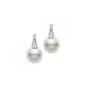 Mikimoto Traditional Classic White South Sea Pearl Diamond Earrings