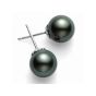 Mikimoto Black South Sea Pearl 10mm A+ White Gold Stud Earrings