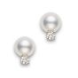 Mikimoto Akoya Pearl 7.5-8mm AA & Diamond Yellow Gold Stud Earrings