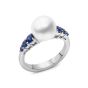 Mikimoto 18K Gold White South Sea Pearl & Blue Sapphire Ring PRA541NSW