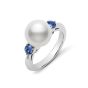 Mikimoto 18K White Gold Blue Sapphire & Akoya Pearl Ring PRA644NSW
