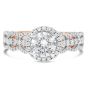 Size View Sereena Engagement Ring Setting with Three Rows of Diamonds & Diamond Halo 