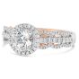 Sereena Engagement Ring Setting with Three Rows of Diamonds & Diamond Halo 