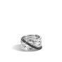 John Hardy Sterling Silver Bamboo Crossover Ring with Black Sapphire RBS59394BLSBN