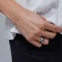John Hardy Sterling Silver Bamboo Crossover Ring with Black Sapphire RBS59394BLSBN