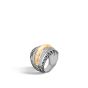 John Hardy Classic Chain Silver, Hammered 18K Gold, and Diamonds Ring 
