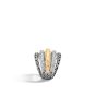 John Hardy Classic Chain Silver, Hammered 18K Gold, and Diamonds Ring 