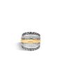 John Hardy Classic Chain Silver, Hammered 18K Gold, and Diamonds Ring 