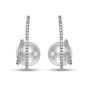 Diamond Swirl White South Sea Pearl Drop Earrings