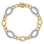 Gabriel & Co. 14K Yellow-White Gold Chain Link Bracelet with Diamond Pavé Oval Link Stations TB4234M45JJ