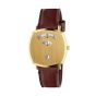 Gucci Stainless Steel and Yellow Gold Grip Streamline Brown Leather Strap 38MM Watch