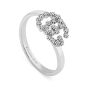 Gucci Running G White Gold Ring with Diamond Double GG