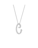 Roberto Coin Tiny Treasures Cursive Diamond C Initial Necklace in 18K White Gold