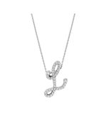 Roberto Coin Tiny Treasures Cursive Diamond L Initial Necklace in 18K White Gold