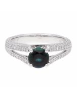 Propose Tonight Round Sapphire Center Diamond Side Engagement Ring