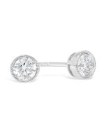 18kt White Gold Round Bezel Set 3/5 ctw Diamond Studs