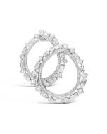 Robert Procop Platinum Square and Baguette Diamond Hoop Earrings